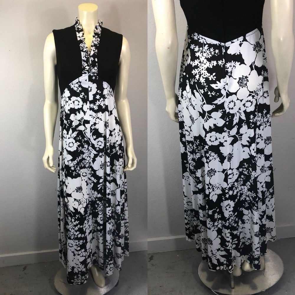 60s VTG Mod Novelty Print MAXI DRESS medium